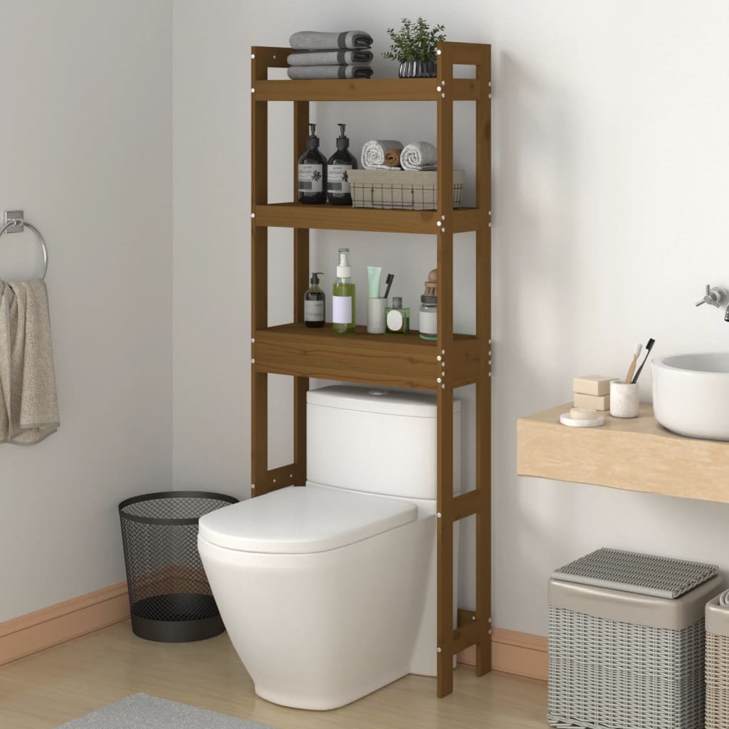 Toiletrek 63x26x171 cm massief grenenhout honingbruin