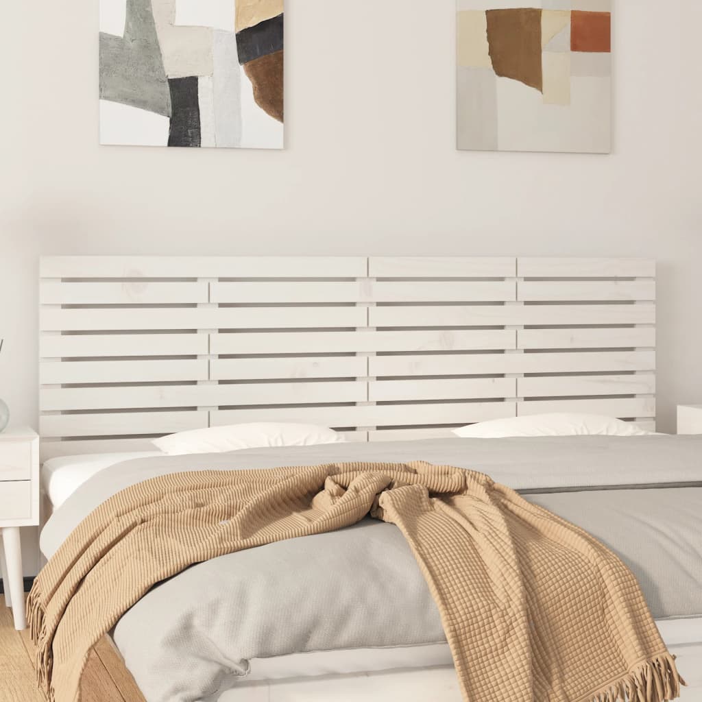 Hoofdbord wandmontage 206x3x63 cm massief grenenhout wit