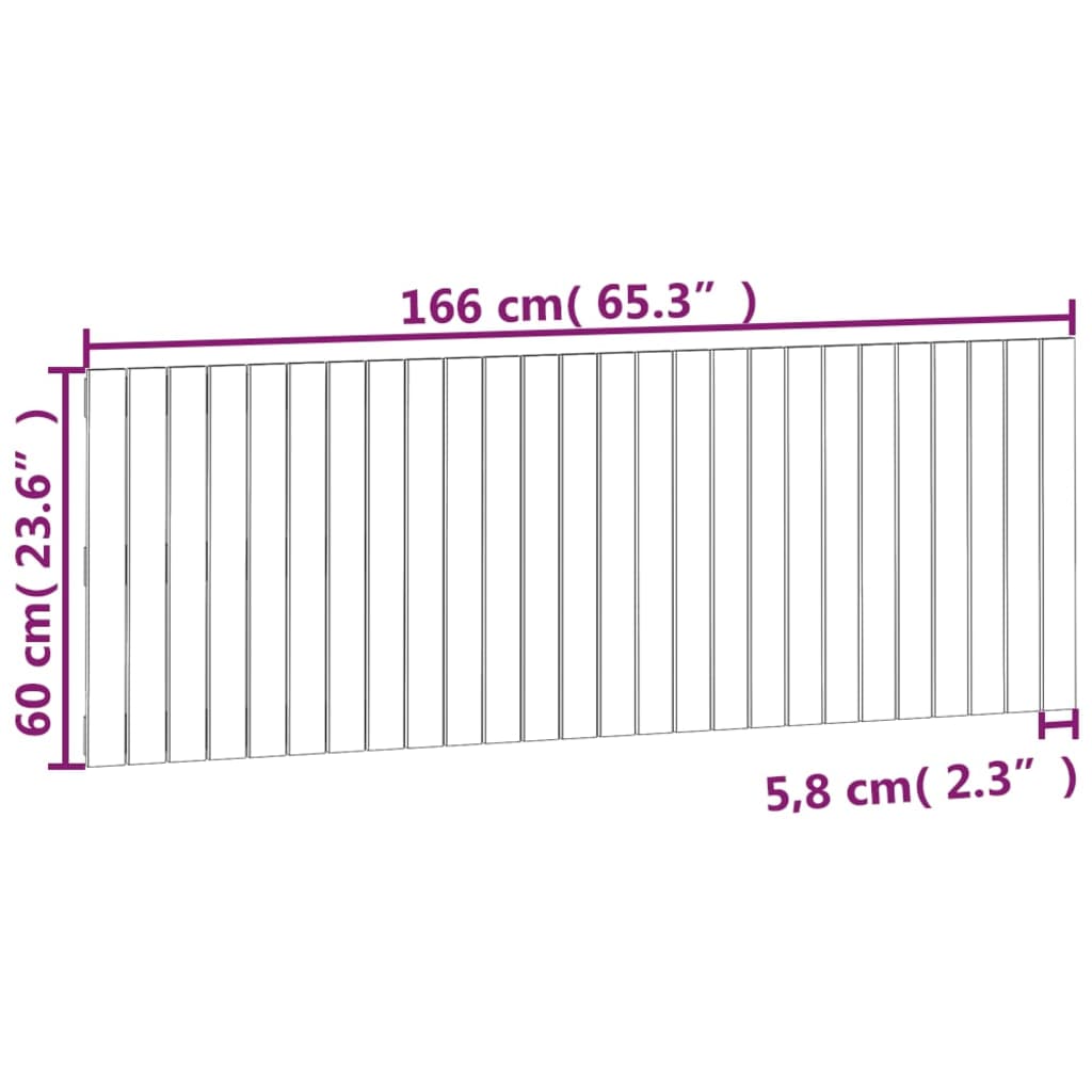 Wandhoofdbord 166x3x60 cm massief grenenhout zwart