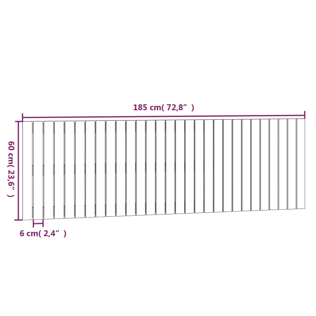 Wandhoofdbord 185x3x60 cm massief grenenhout zwart