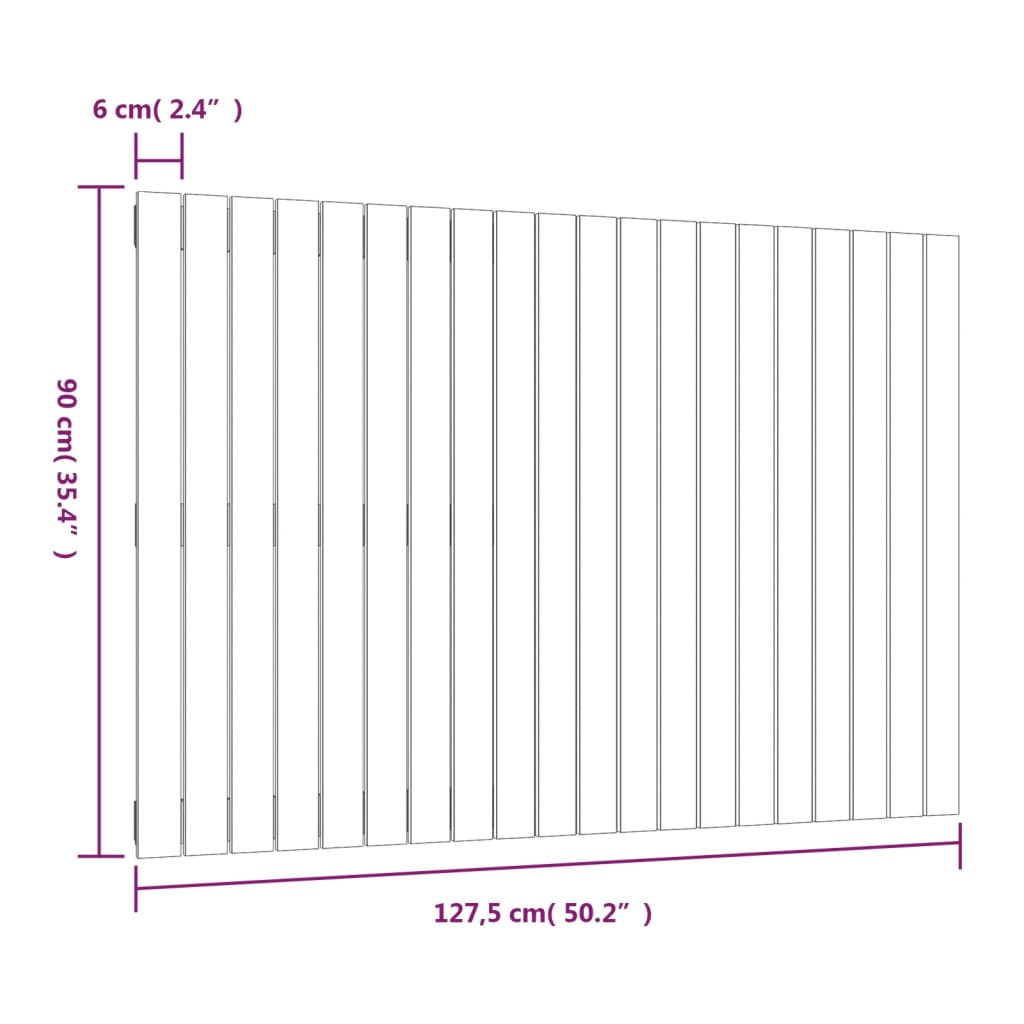 Wandhoofdbord 127,5x3x90 cm massief grenenhout grijs