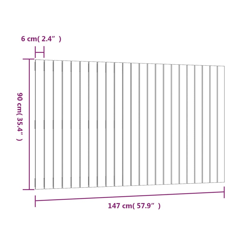 Wandhoofdbord 147x3x90 cm massief grenenhout