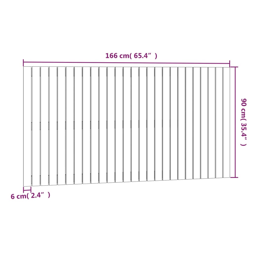 Wandhoofdbord 166x3x90 cm massief grenenhout