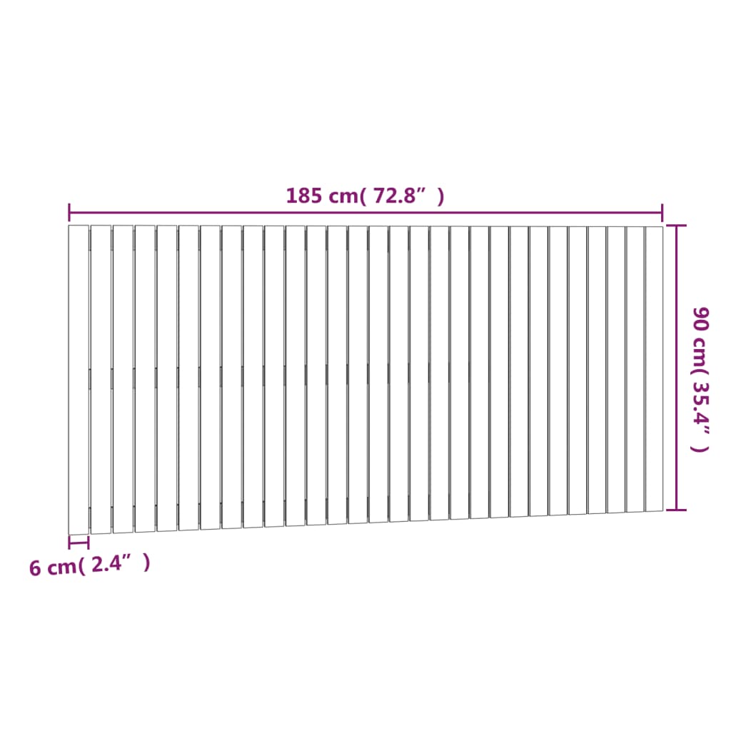 Wandhoofdbord 185x3x90 cm massief grenenhout zwart