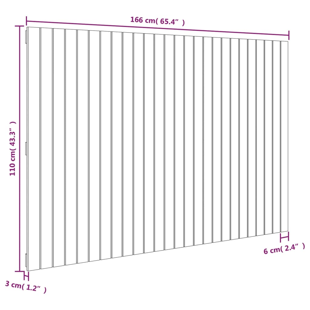 Wandhoofdbord 166x3x110 cm massief grenenhout wit