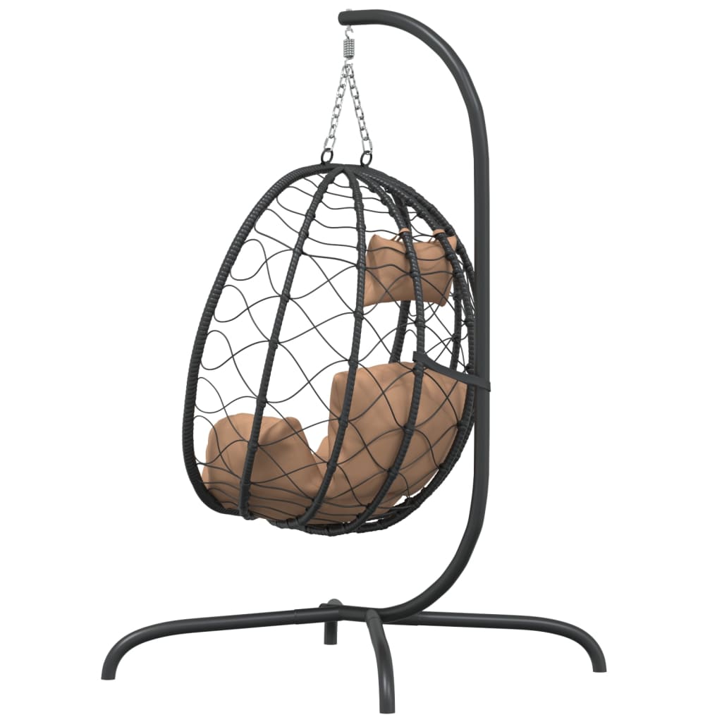 Hangstoel met kussen poly rattan en staal taupe