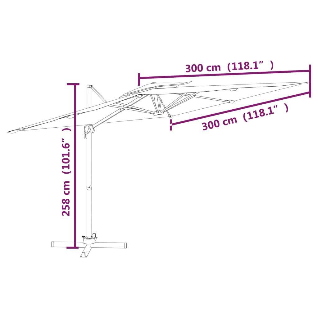 Zweefparasol Met Dubbel Dak 300X300 Cm Zandwit