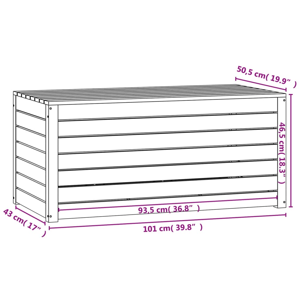 Tuinbox 101x50,5x46,5 cm massief grenenhout honingbruin