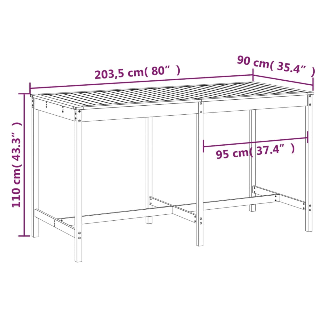 Tuintafel 203,5X90X110 Cm Massief Douglashout 203.5 x 90 x 110 cm Natuurlijk douglashout