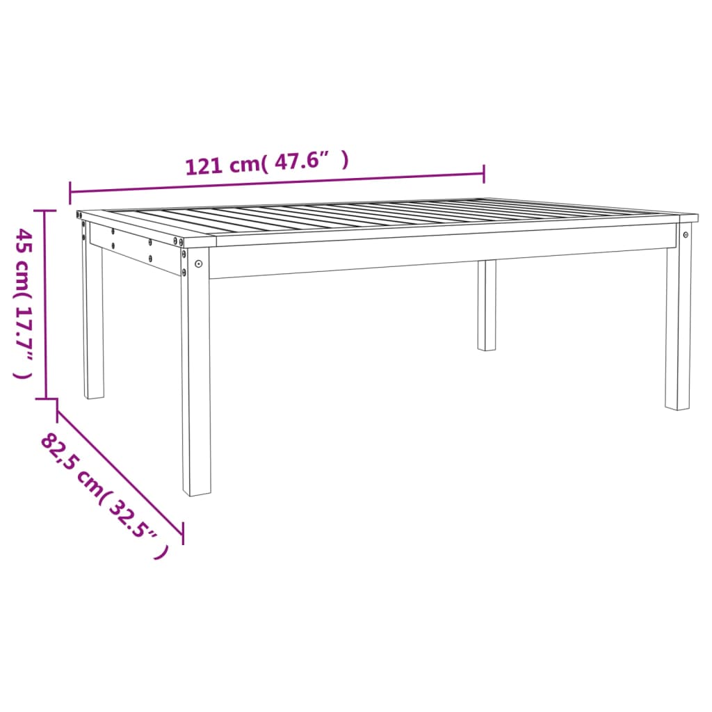 Tuintafel 121X82,5X45 Cm Massief Grenenhout Honingbruin 121 x 82.5 x 45 cm Honingbruin grenenhout