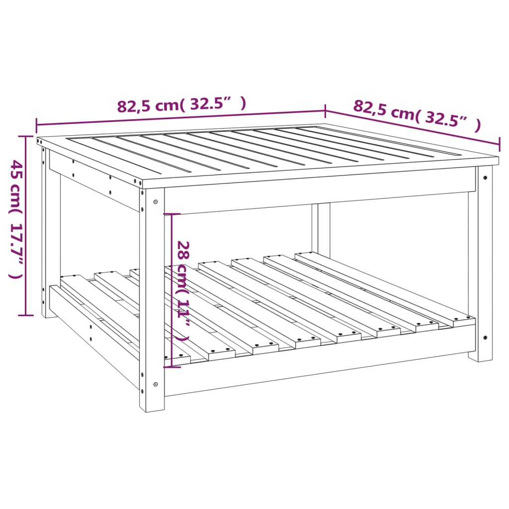 Tuintafel 82,5X82,5X45 Cm Massief Grenenhout 1 82.5 x 82.5 x 45 cm Natuurlijk grenenhout