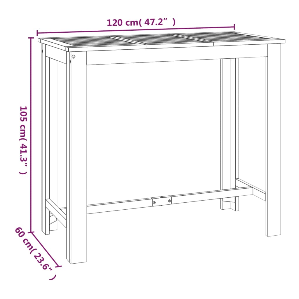 Tuinbartafel Massief Acaciahout 120 x 60 x 105 cm