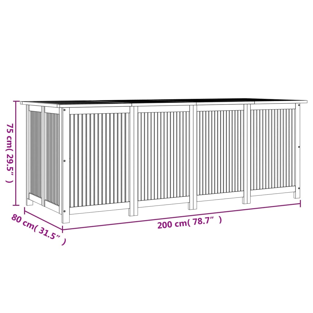 Tuinbox 200X80X75 Cm Massief Acaciahout 200 x 80 x 75 cm