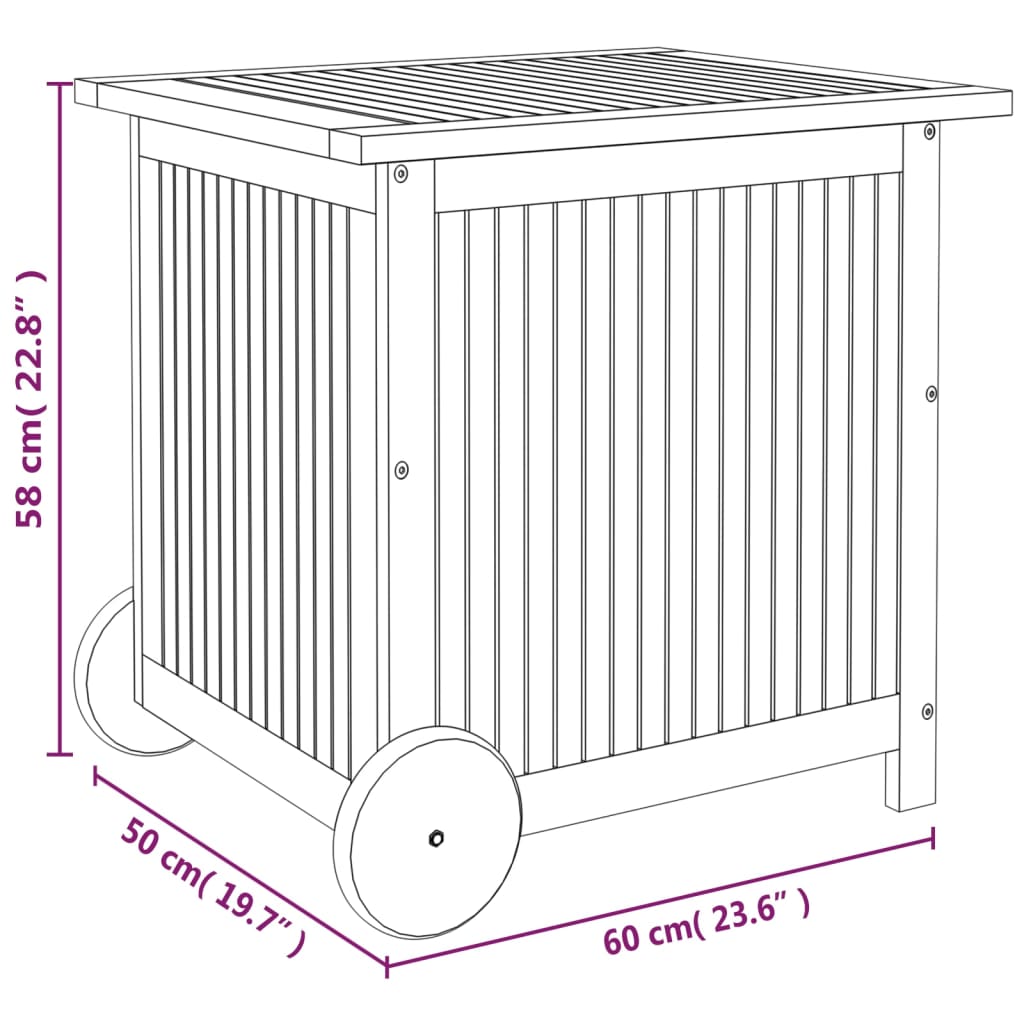 Tuinbox Met Wieltjes 60X50X58 Cm Massief Acaciahout 60 x 50 x 58 cm