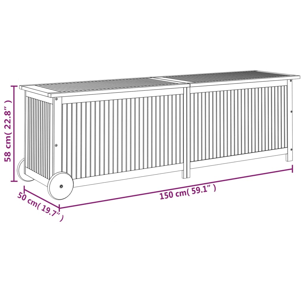 Tuinbox Met Wieltjes 150X50X58 Cm Massief Acaciahout 150 x 50 x 58 cm