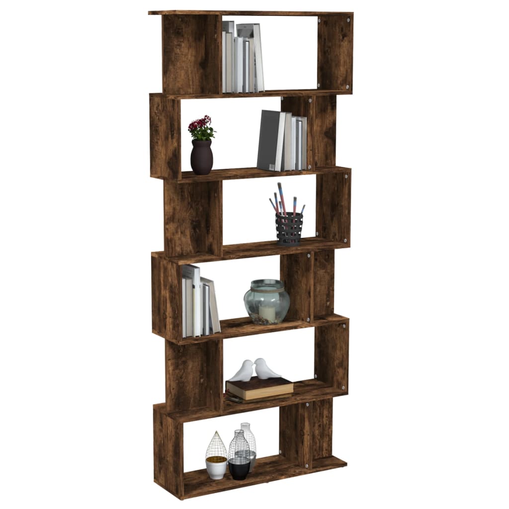 Boekenkast/Kamerscherm 80X24X192 Cm Bewerkt Hout Gerookt Eiken