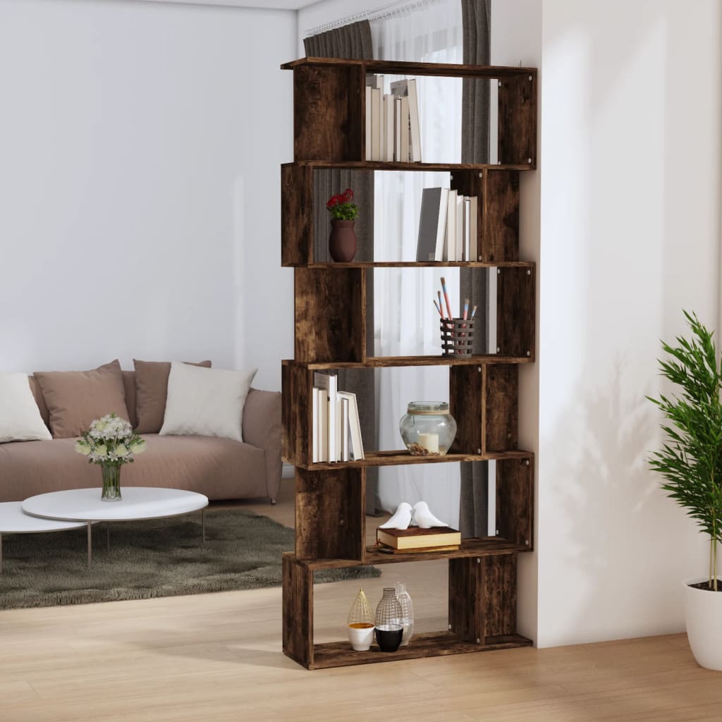 Boekenkast/Kamerscherm 80X24X192 Cm Bewerkt Hout Gerookt Eiken