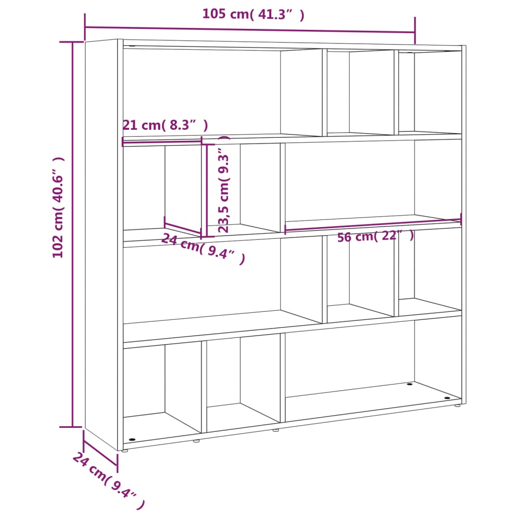 Boekenkast/Kamerscherm 105X24X102 Cm Betongrijs