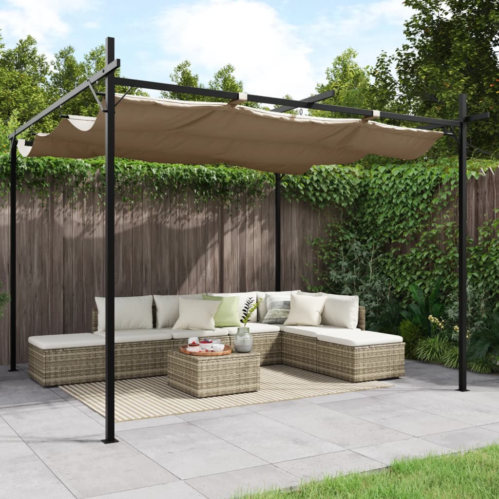 Pergola Met Uitschuifbaar Dak 295X292X230 295 x 292 x 230 cm Taupe