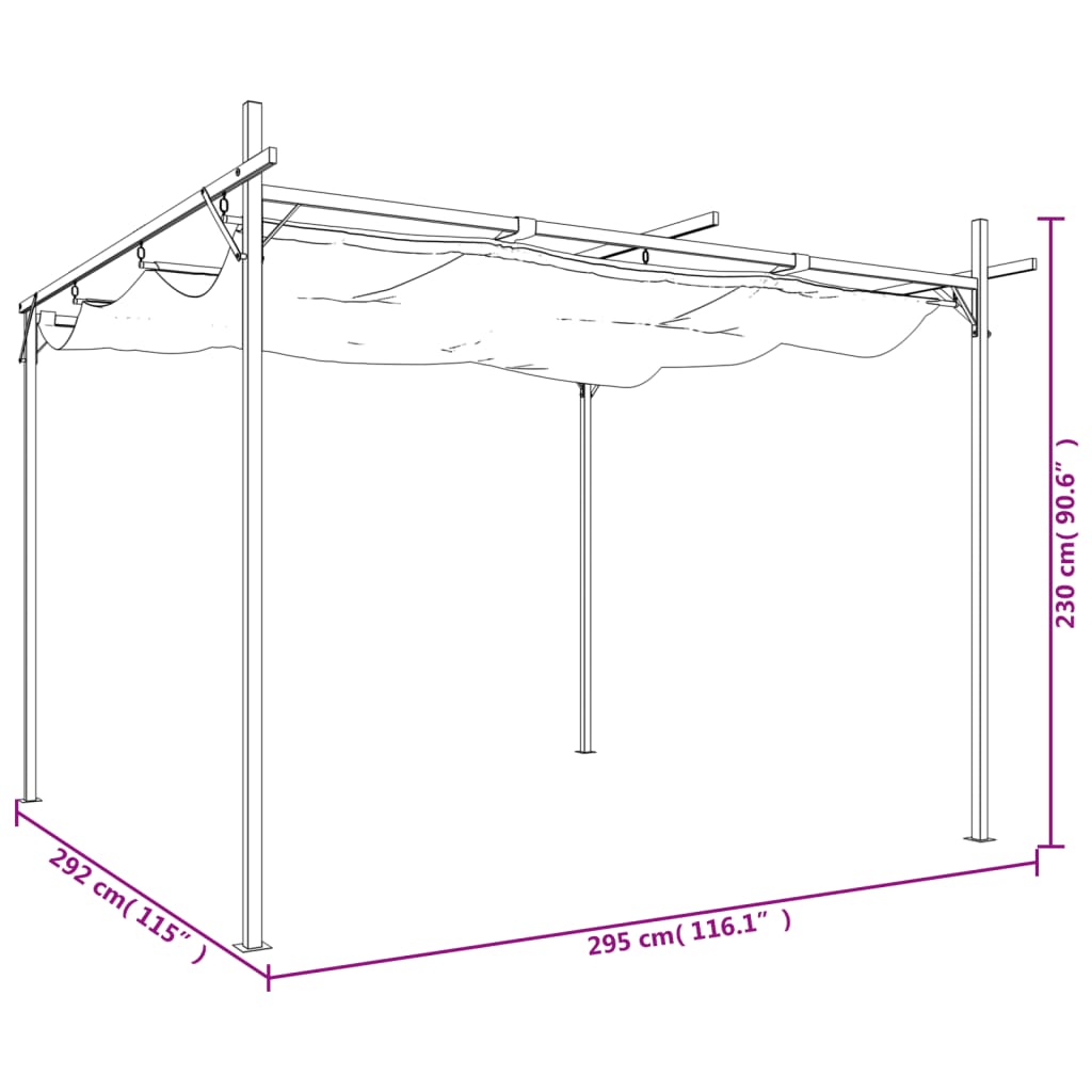 Pergola met uitschuifbaar dak 295x292x230 antracietkleurig