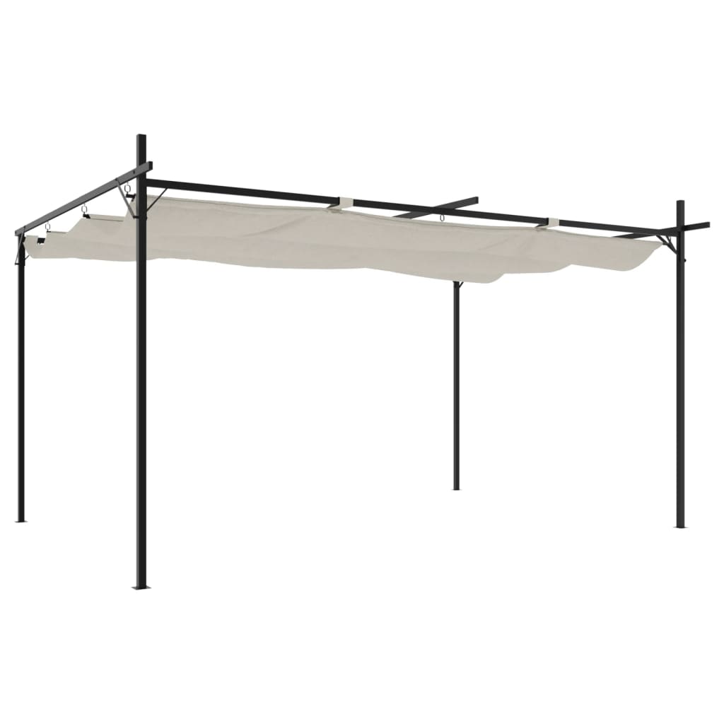 Pergola Met Uitschuifbaar Dak 395X292X230 Kleurig 395 x 292 x 230 cm Crème