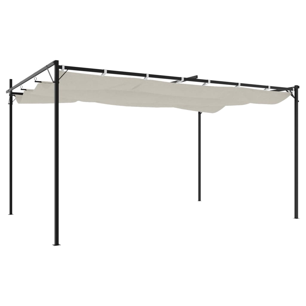 Pergola Met Uitschuifbaar Dak 395X292X230 Kleurig 395 x 292 x 230 cm Crème