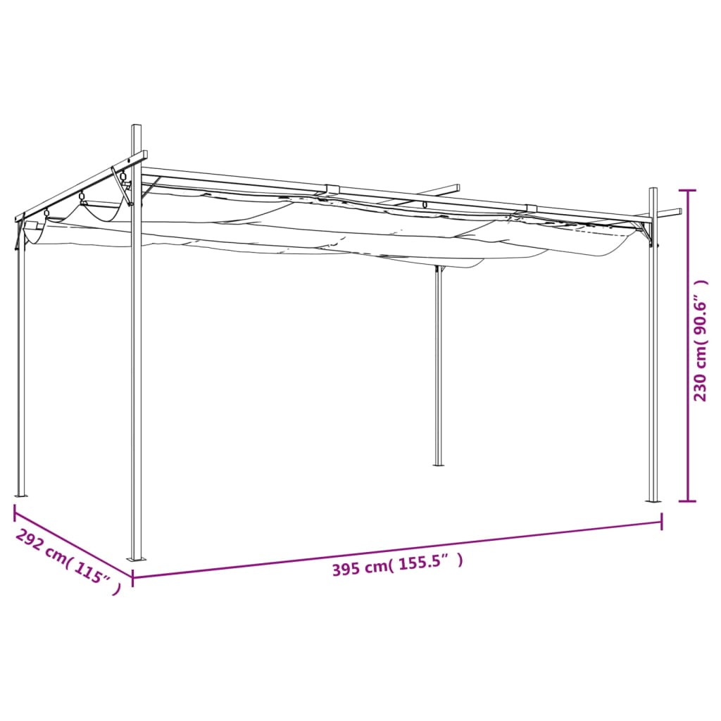 Pergola Met Uitschuifbaar Dak 395X292X230 Kleurig 395 x 292 x 230 cm Antraciet