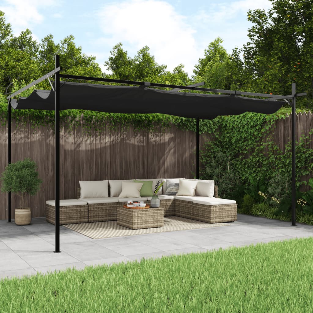 Pergola Met Uitschuifbaar Dak 395X292X230 Kleurig 395 x 292 x 230 cm Antraciet