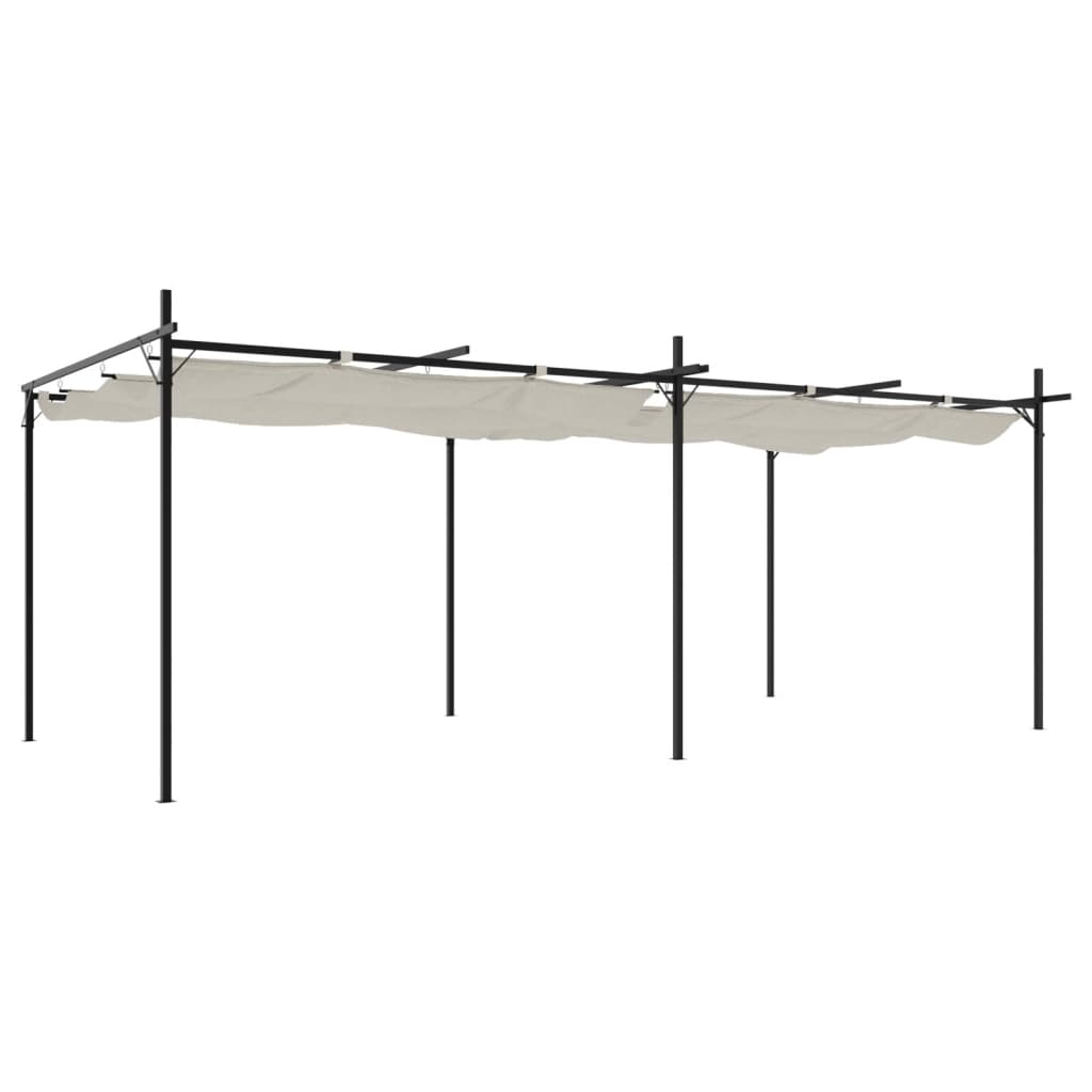 Pergola Met Uitschuifbaar Dak 589X292X230 Kleurig 589 x 292 x 230 cm Crème