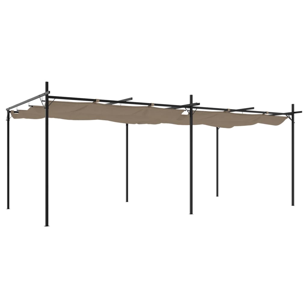 Pergola Met Uitschuifbaar Dak 589X292X230 589 x 292 x 230 cm Taupe