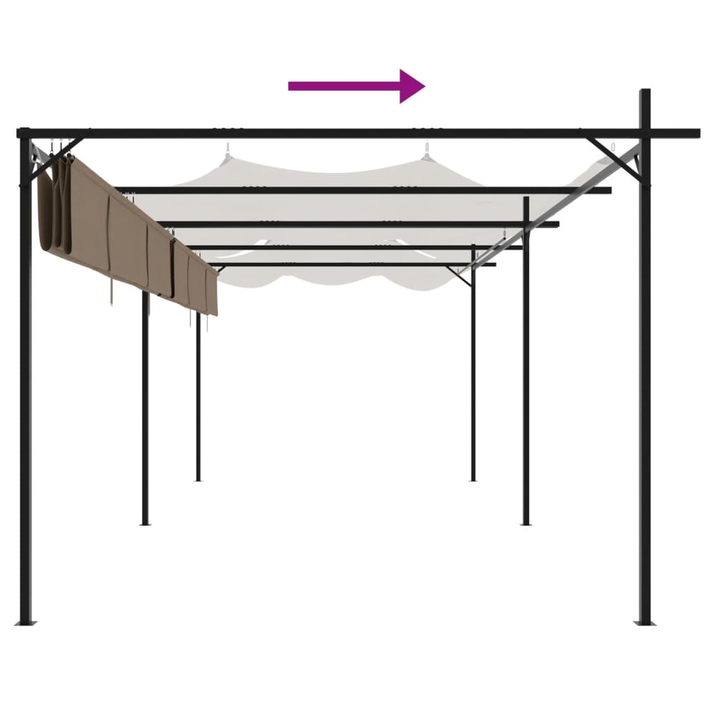 Pergola Met Uitschuifbaar Dak 589X292X230 589 x 292 x 230 cm Taupe