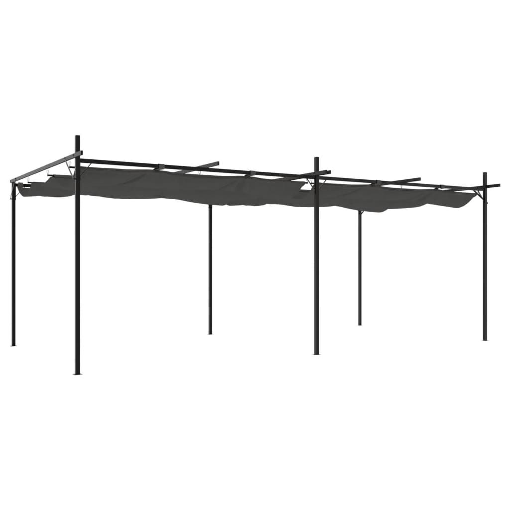 Pergola Met Uitschuifbaar Dak 589X292X230 Kleurig 589 x 292 x 230 cm Antraciet