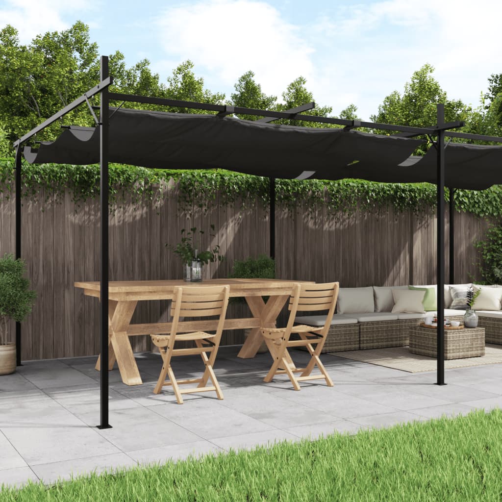 Pergola Met Uitschuifbaar Dak 589X292X230 Kleurig 589 x 292 x 230 cm Antraciet