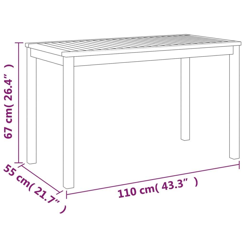 Tuintafel 110x55x67 cm massief acaciahout