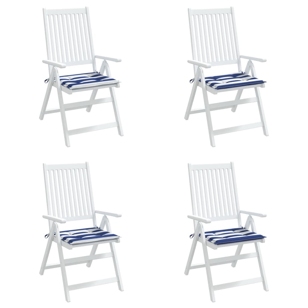 Tuinstoelkussens Gestreept Stof En 4 50 x 50 x 3 cm Blauw en wit