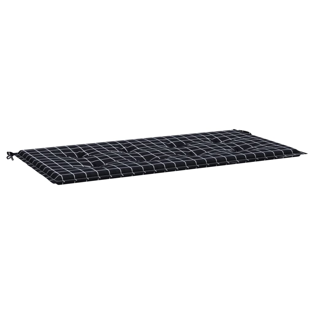 Tuinbankkussen Ruitpatroon Oxford Stof 120 x 50 x 3 cm Zwart en wit