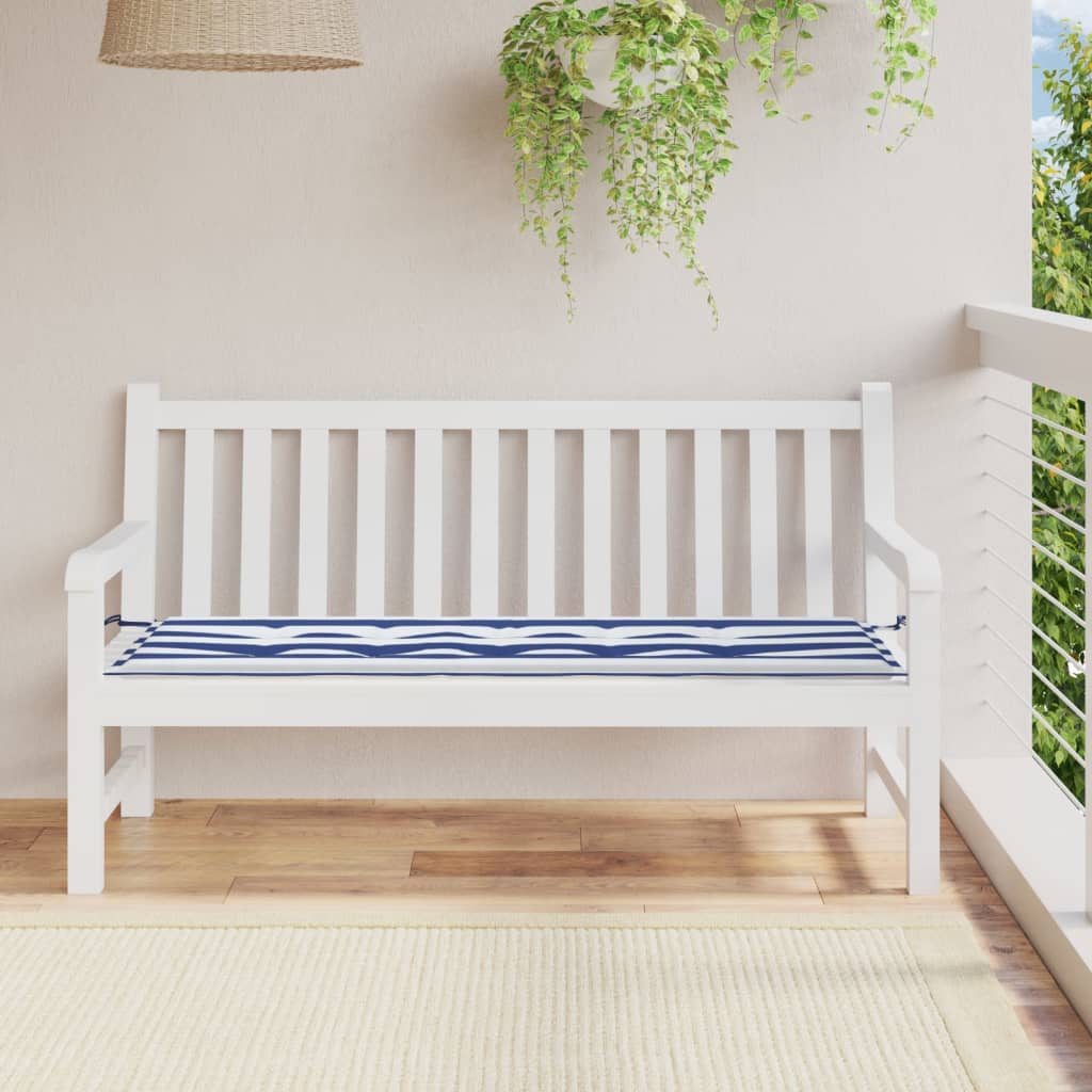 Tuinbankkussen Gestreept Oxford Stof En 150 x 50 x 3 cm Blauw en wit