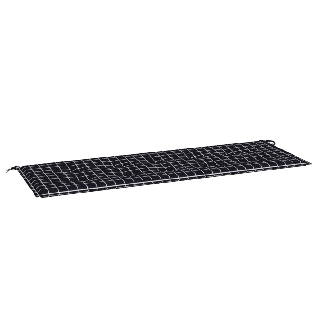 Tuinbankkussen Ruitpatroon Oxford Stof 150 x 50 x 3 cm Zwart en wit