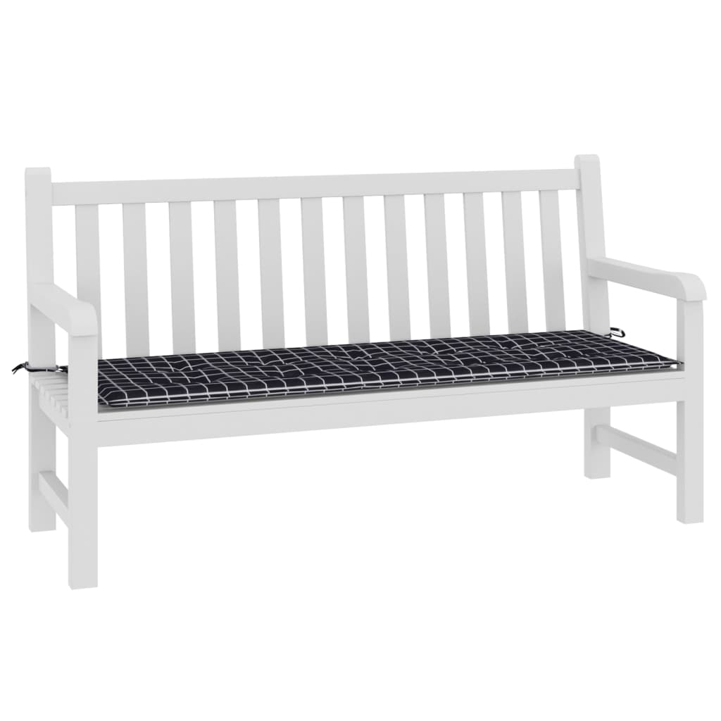 Tuinbankkussen Ruitpatroon Oxford Stof 150 x 50 x 3 cm Zwart en wit