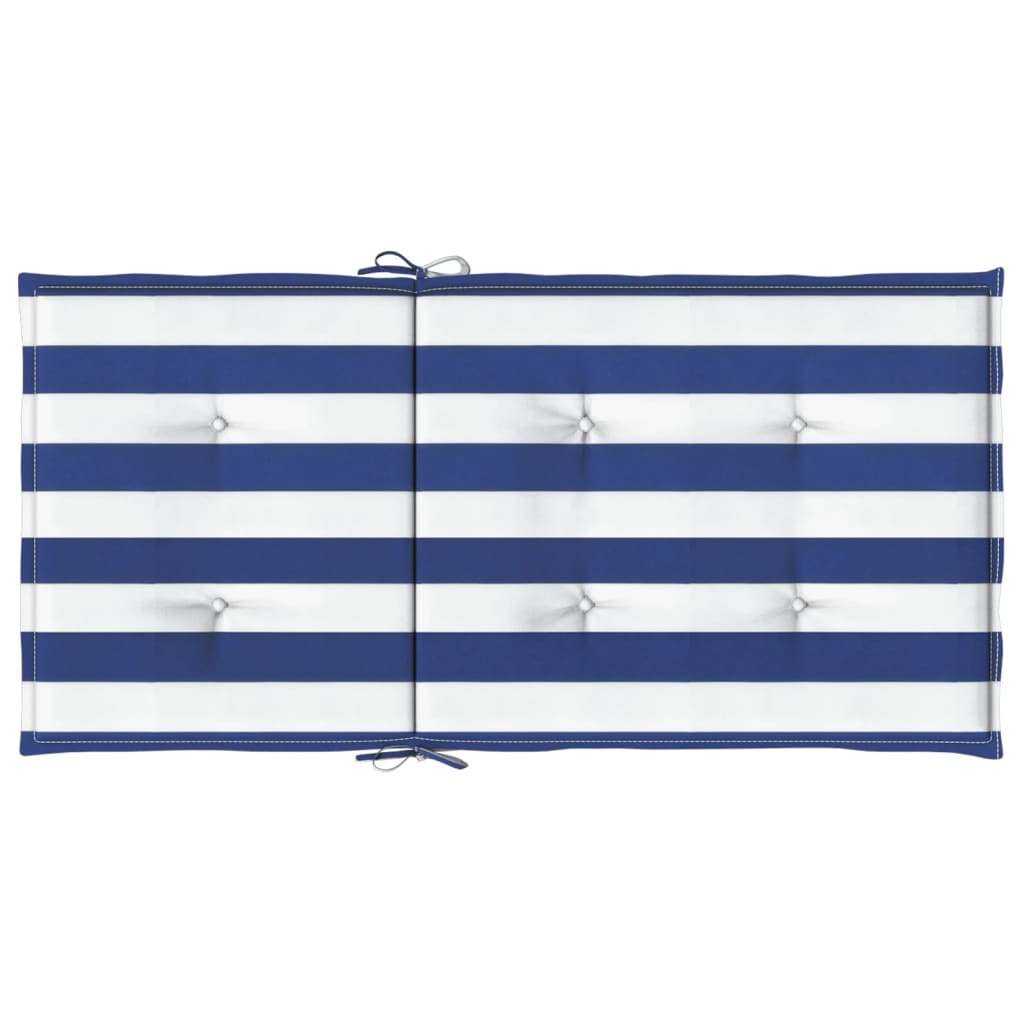 Stoelkussens Lage Rug Gestreept Stof En 2 100 x 50 x 4 cm Blauw en wit