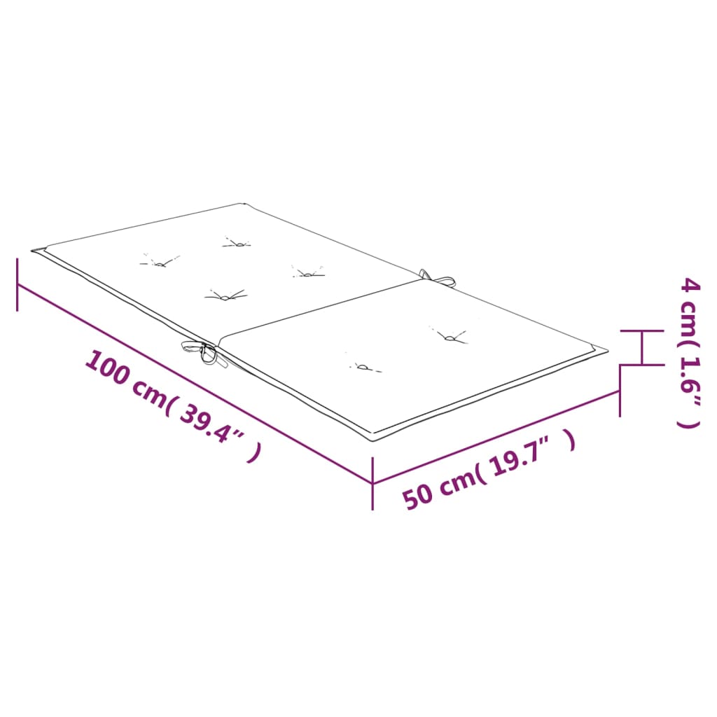 Stoelkussens Lage Rug Bladpatroon Stof 4 100 x 50 x 4 cm Wit en groen