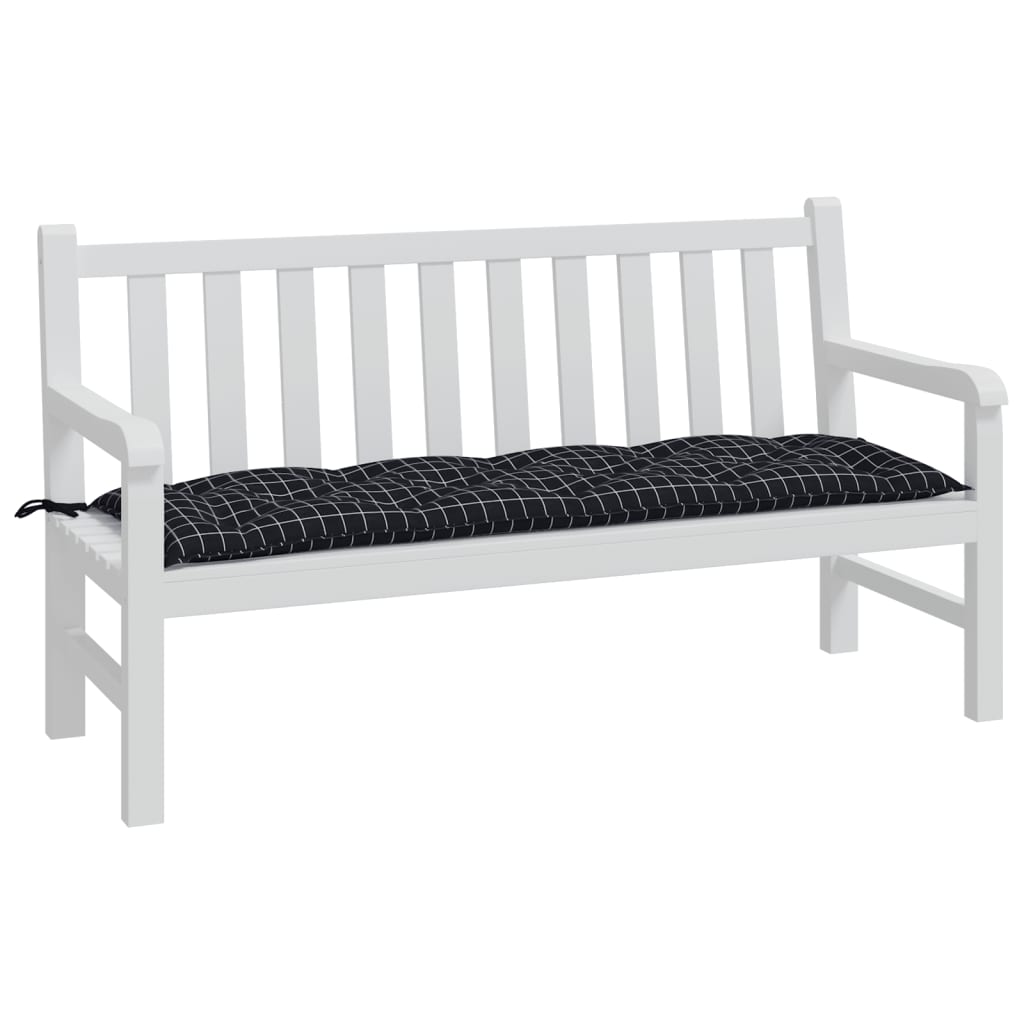 Tuinbankkussen Oxford Stof Ruitpatroon 150 x 50 x 7 cm Zwart en wit