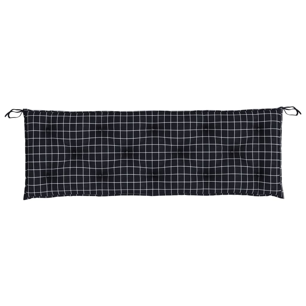 Tuinbankkussen Oxford Stof Ruitpatroon 150 x 50 x 7 cm Zwart en wit