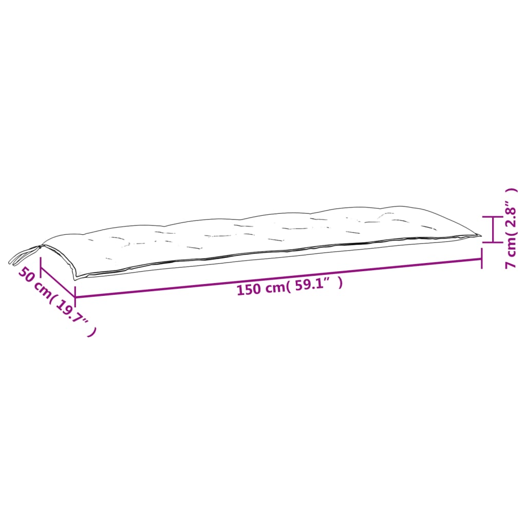 Tuinbankkussen Oxford Stof Ruitpatroon 150 x 50 x 7 cm Zwart en wit