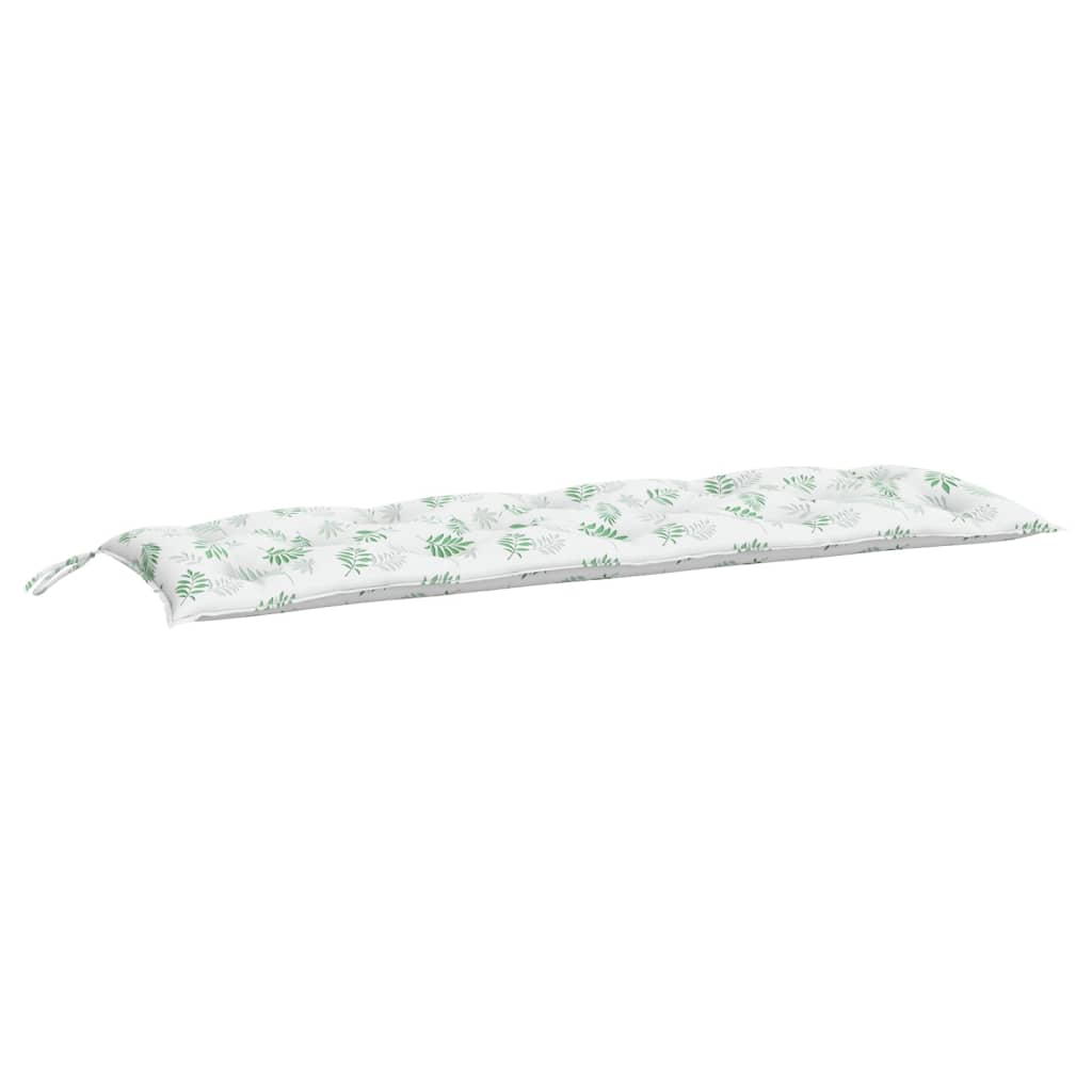 Tuinbankkussen Oxford Stof Bladpatroon 150 x 50 x 7 cm Wit en groen