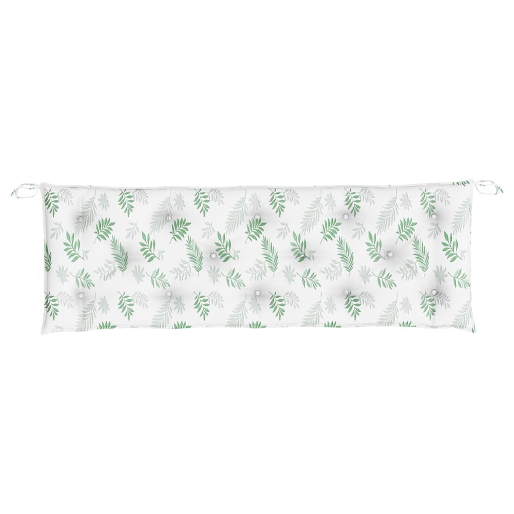 Tuinbankkussen Oxford Stof Bladpatroon 150 x 50 x 7 cm Wit en groen