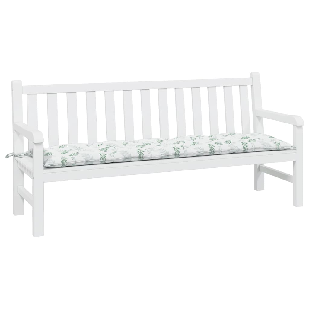 Tuinbankkussen Oxford Stof Bladpatroon 180 x 50 x 7 cm Wit en groen