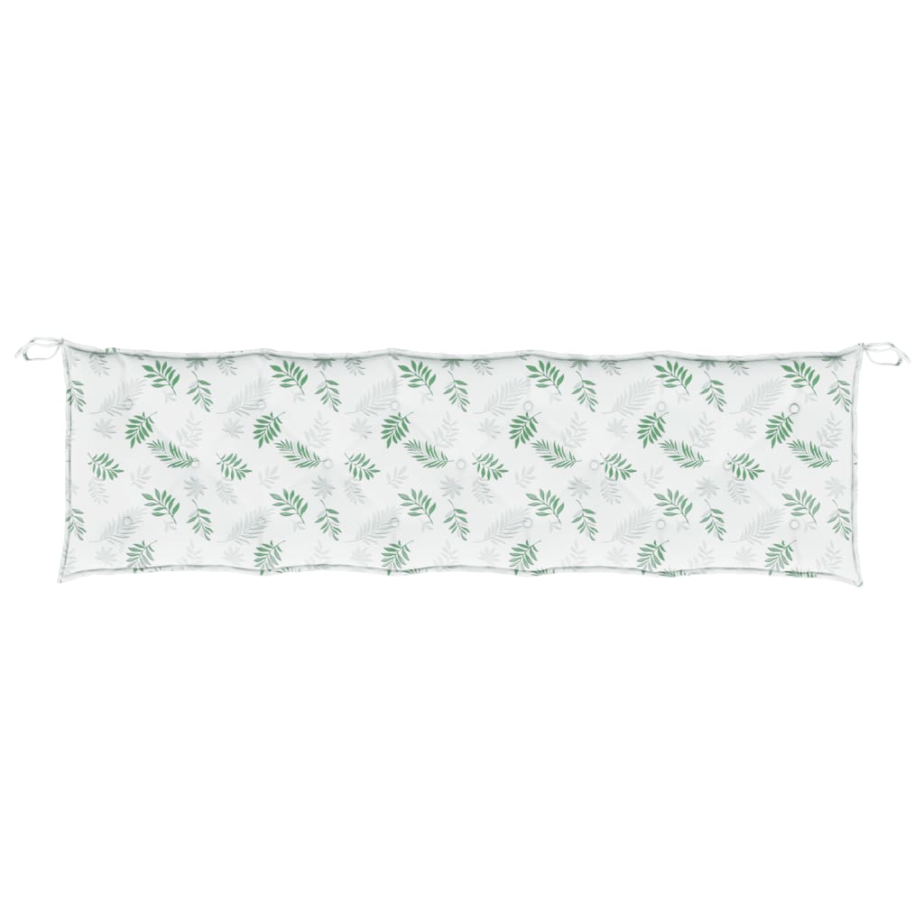 Tuinbankkussen Oxford Stof Bladpatroon 180 x 50 x 7 cm Wit en groen