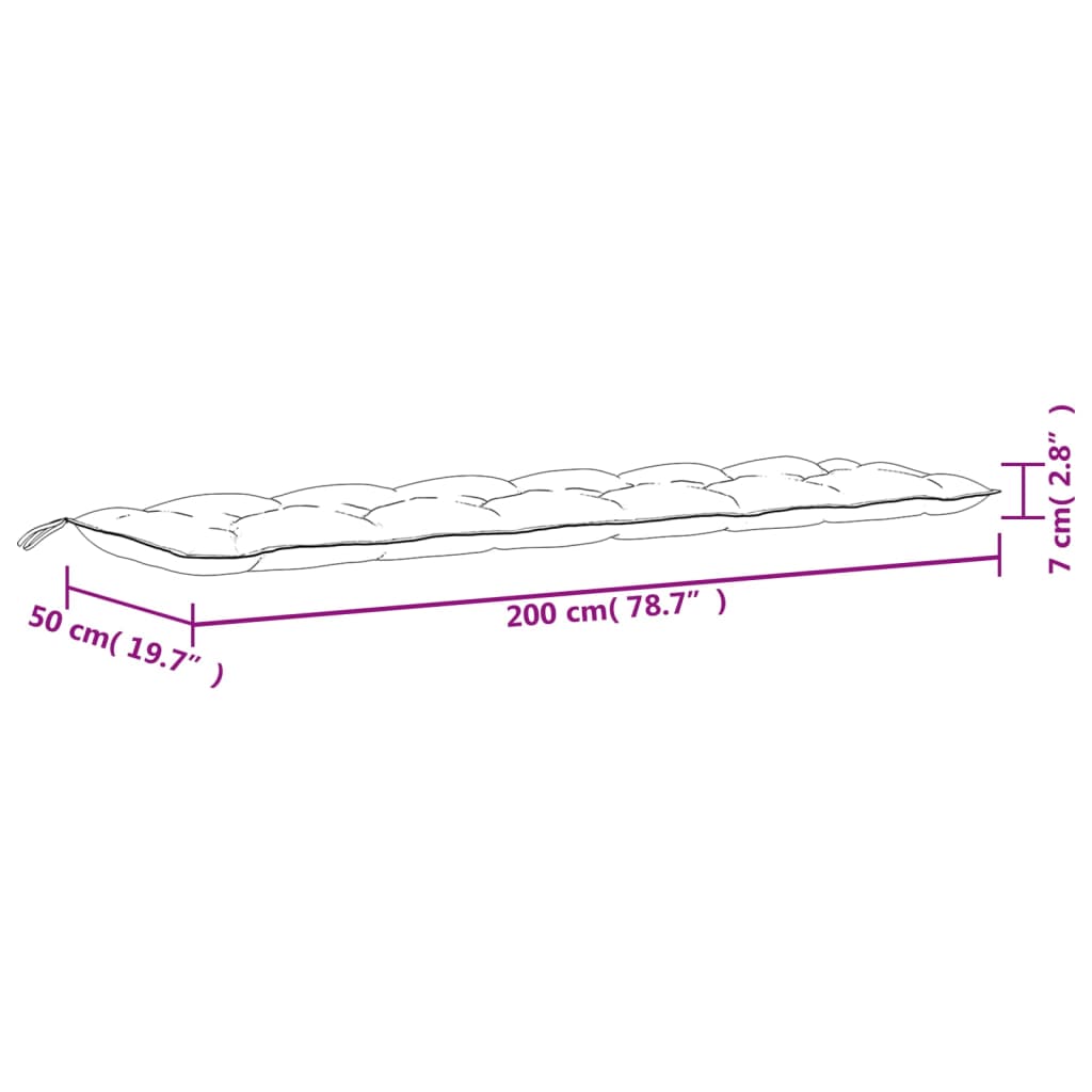 Tuinbankkussen Stof 200 x 50 x 7 cm Bladpatroon