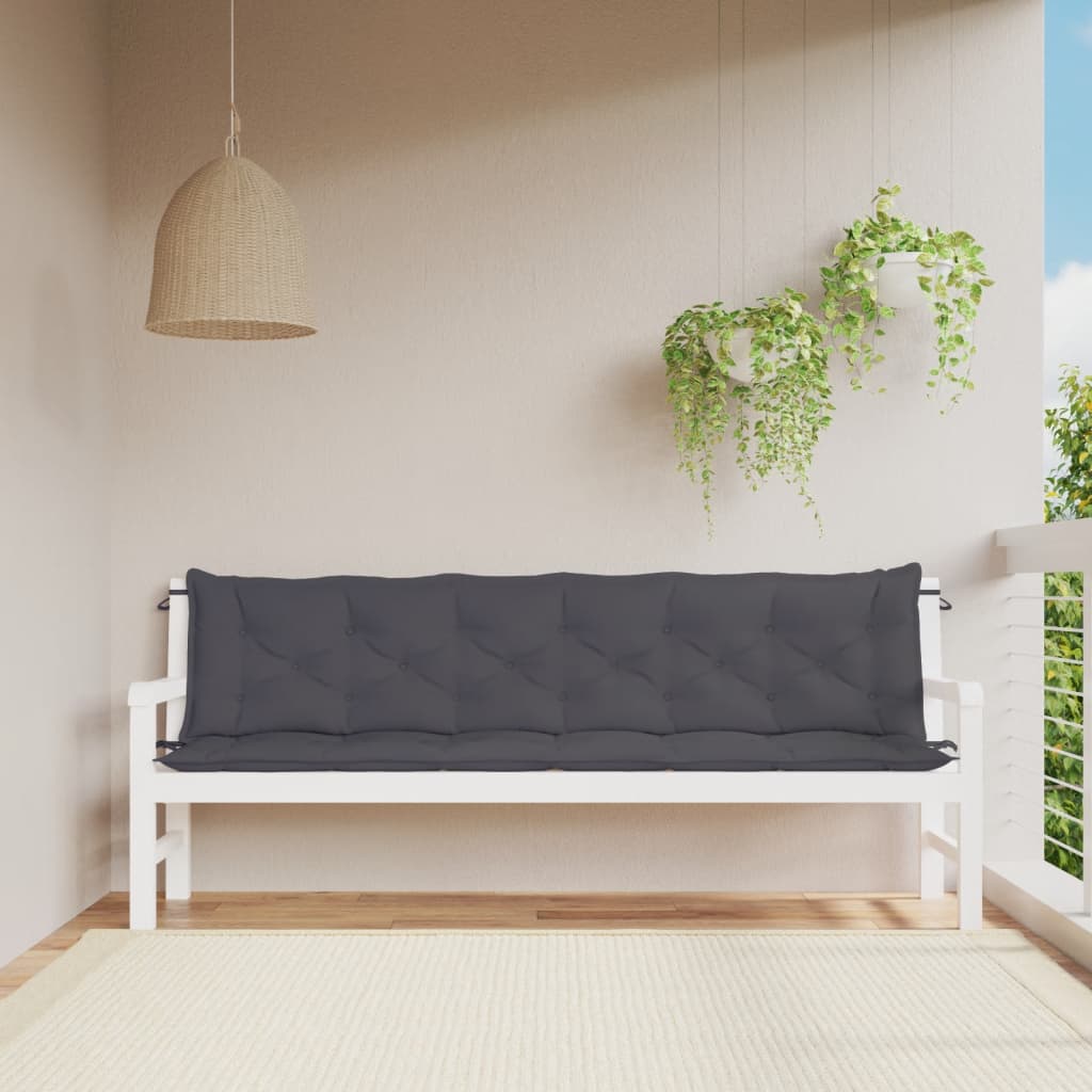 Tuinbankkussens 2 st 200x50x7 cm oxford stof antracietkleurig